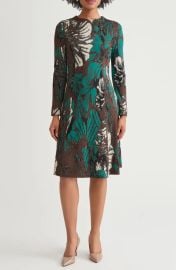 Ming Wang Floral Jacquard Long Sleeve Knit Dress at Nordstrom